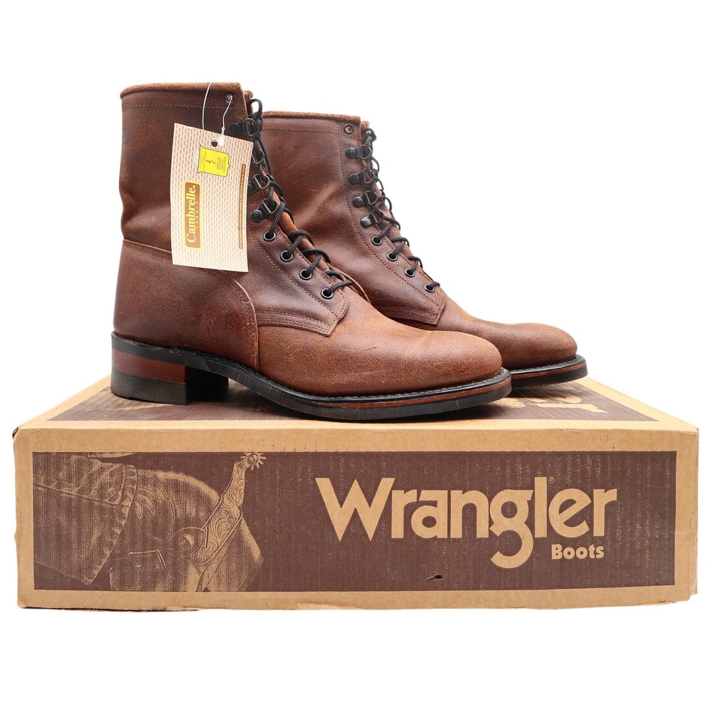 Wrangler Vintage 90s Lace Roper Boots Mens 10.5 Brown Leather NWT